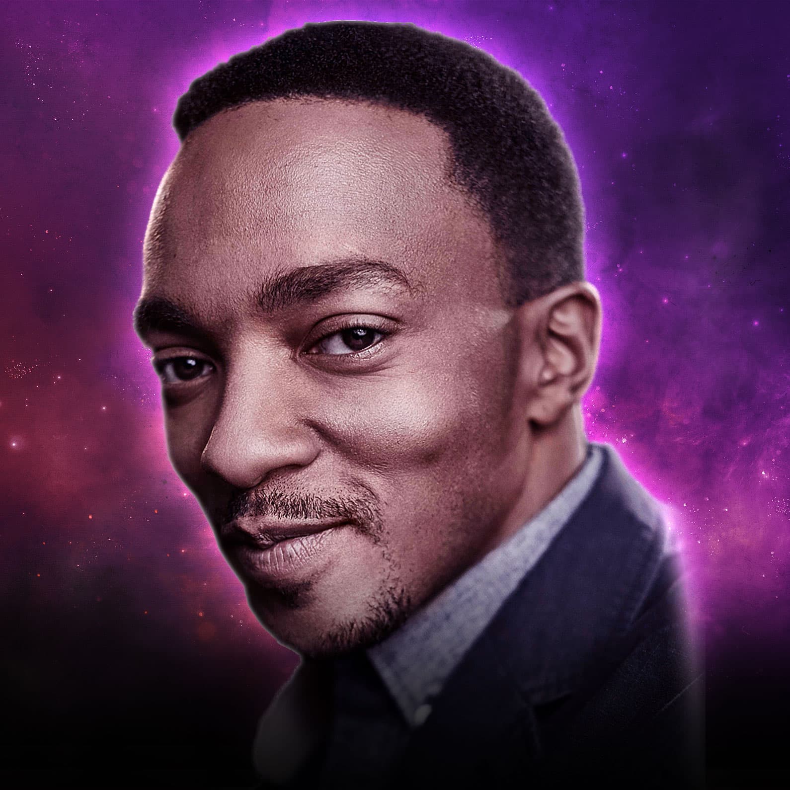 Anthony Mackie galaxy background headshot