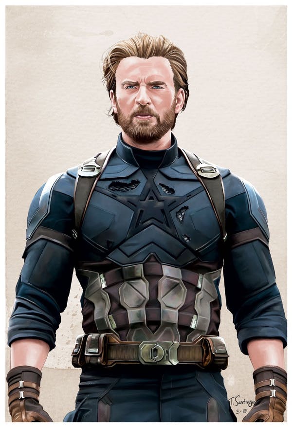 Celebrity Fan Fest guest artist Tony Santiago's illustration of Chris Evans as Captain America