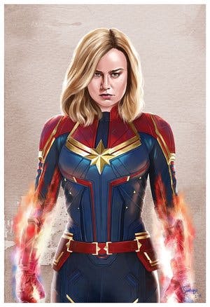Celebrity Fan Fest guest artist Tony Santiago's illustration of Brie Larson as Captain Marvel