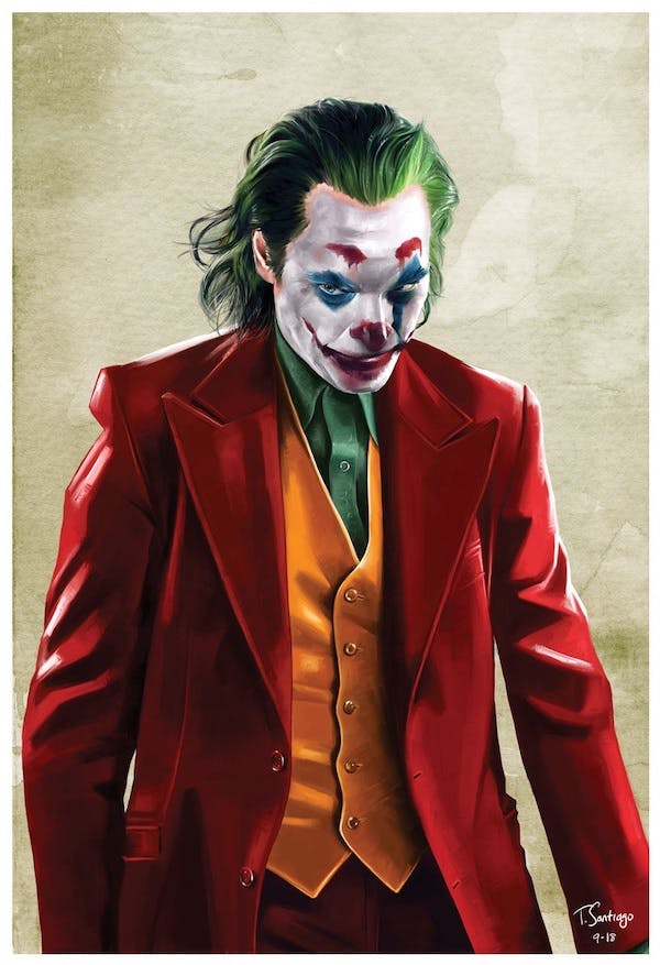 Celebrity Fan Fest guest artist Tony Santiago's illustration of Joaquin Phoenix as The Joker