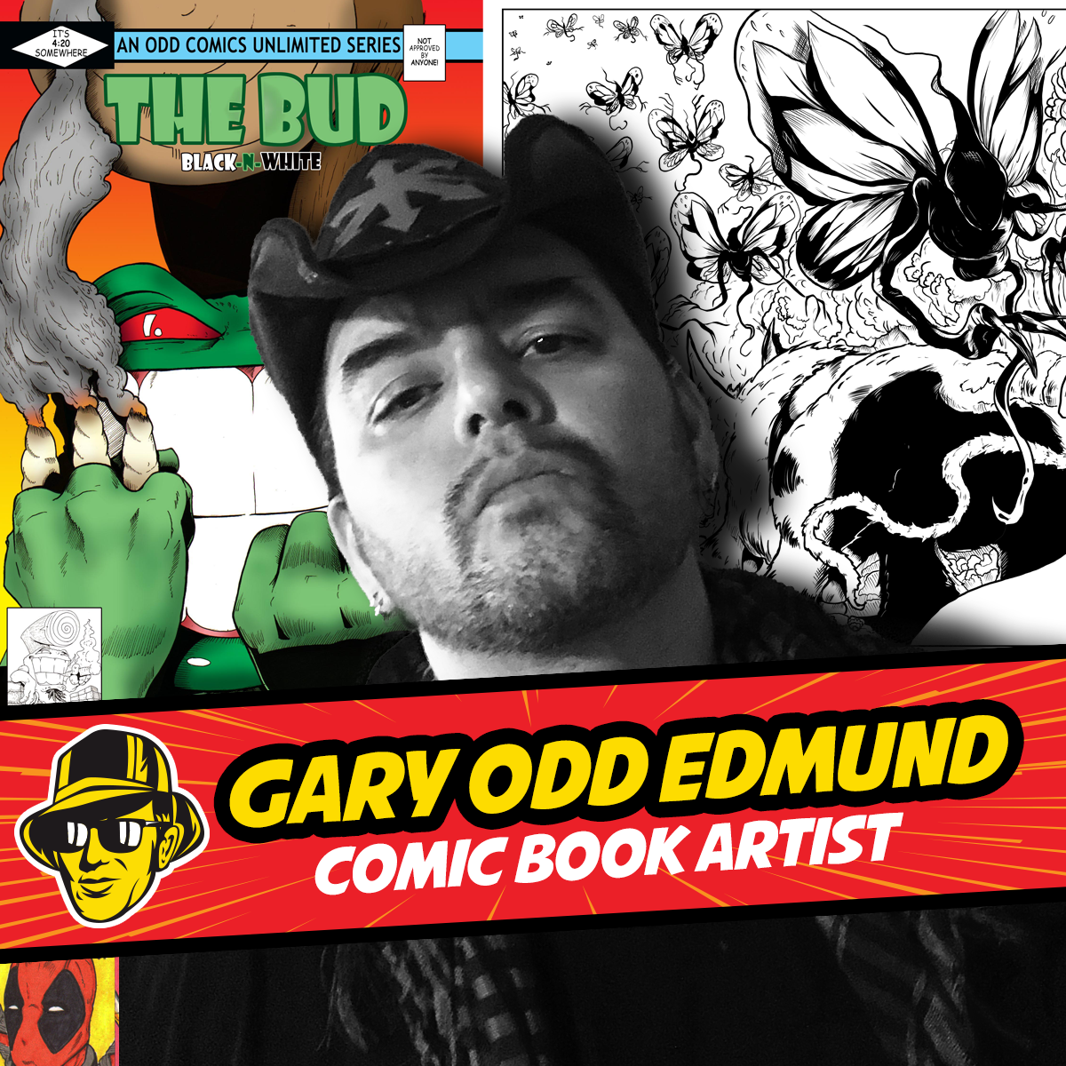 Celebrity Fan Fest special guest comic book artist, Gary ODD Edmund in front of his original artwork